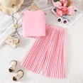 thumbnail image 4 of Girls Summer Clothing Set Single Breasted Sleeveless Round Neck Bow Blazer Vest with Pleated Wide Leg Pants 2 Piece Outfits Pink 7-8Years, 4 of 9