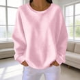 thumbnail image 4 of YUGYXL Womens Waffle Knit Tshirt Casual Round Neck Long Sleeve Pullover Shirts Loose Solid Color Fashion Tunic Tops Pink Sweatshirt XXL, 4 of 6