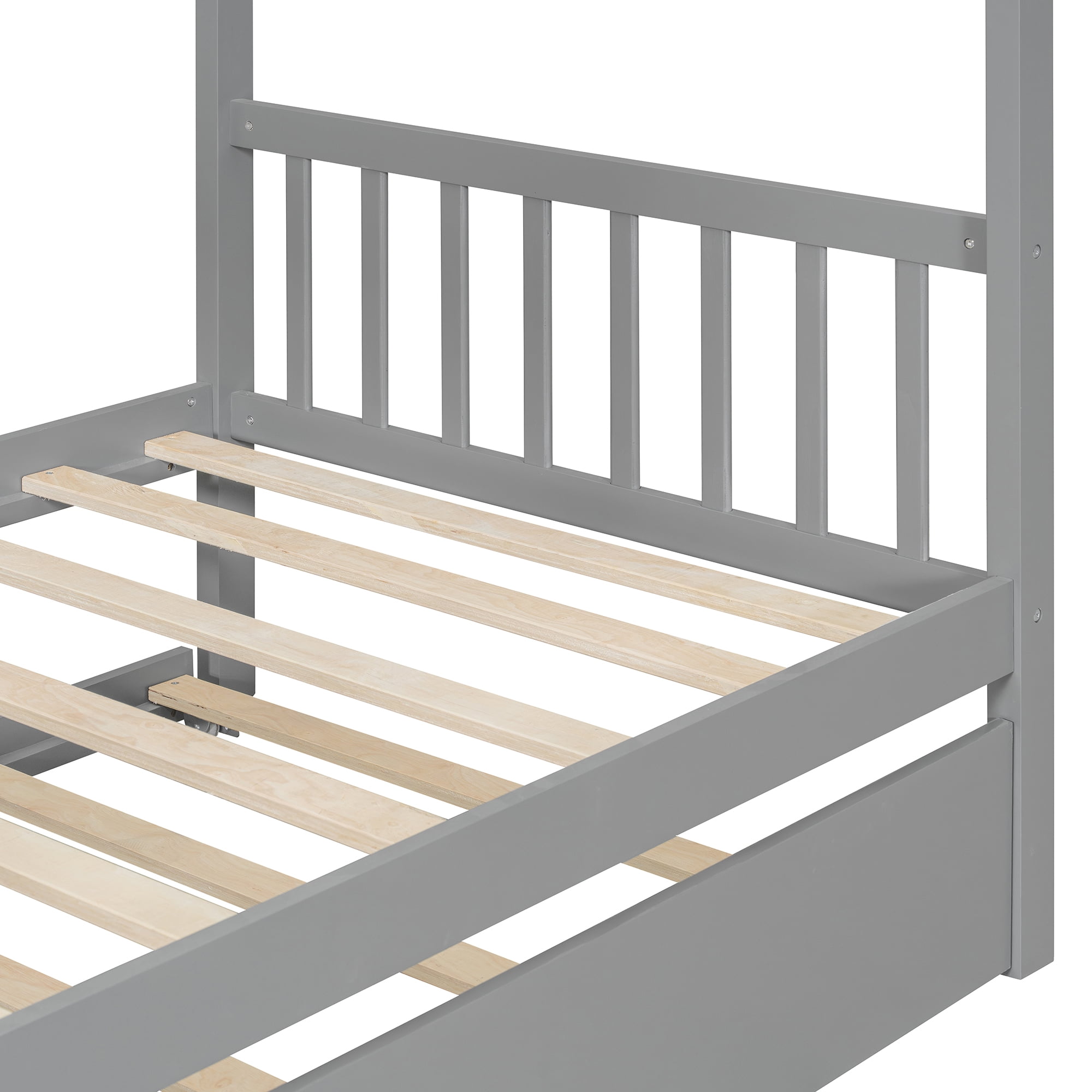 Sailvan Twin Size Wooden House Bed with Twin Size Trundle