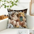 thumbnail image 3 of Cute Cat Print Pillow Cover 18x18 Inch, Soft Polyester Decorative Throw Pillow Covers with Hidden Zipper for Sofa Bed, Machine Washable Square Cushion Case, 3 of 5