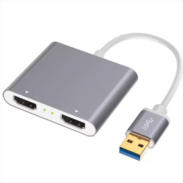 Adaptador USB 3.0 A Dual, Convertidor de USB A 2 para Pantallas Iguales
