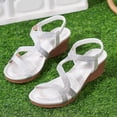 thumbnail image 4 of CYMMPU Women's Glitter Crisscross Strap Wedge Sandals, Open Toe Slip On Slingback Summer Outdoor Footwear Silver 41, 4 of 9