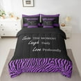thumbnail image 2 of jejeloiu Zebra Striped Texture 7-Piece Bedding Comforter Set,Inspirational Quote King Bedding Sets,Purple Black Bed Sheets For Adults,Luxury Bedroom Decor Reversible, 2 of 8