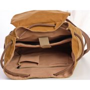 TimberWolf Vintage Daypack Backpack w/ Waxed Canvas, Laptop Compartment, Water-Resistant Lining, Leather Trim, Adjustable Straps & Front Zipper Pocket – The Daypack