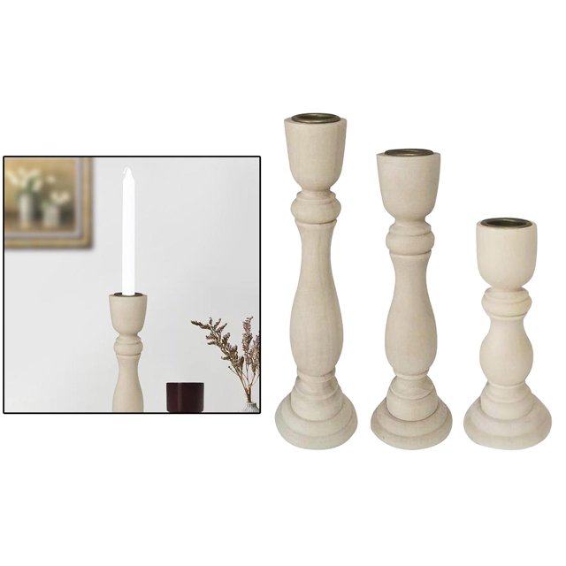 Paquete de 3 Candelabros de Pilar con Soporte Vintage para Centro de perfecl Portavelas de pilar