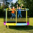 thumbnail image 6 of Baxluxe 60" Kids Trampoline 7-in-1, Elliptic Toddler Trampoline with Safety Enclosure Net, Height Adjustable Handrail & 500lbs Capacity, Mini Bouncer with Swing for Age 3-8, Stars, 6 of 9