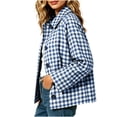 thumbnail image 5 of BXJX Womens Plaid Shackets, Lapel Collar Lightweight Button Down Long Sleeve Shacket Jackets with Pockets Blue Size S-2XL, 5 of 7