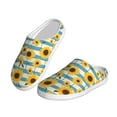 thumbnail image 2 of Lsque White Blue Striped Sunflower Pattern Womens Comfort Cotton on Scuff With Memory Foam and Anti-skid Sole Slipper-42/43, 2 of 7