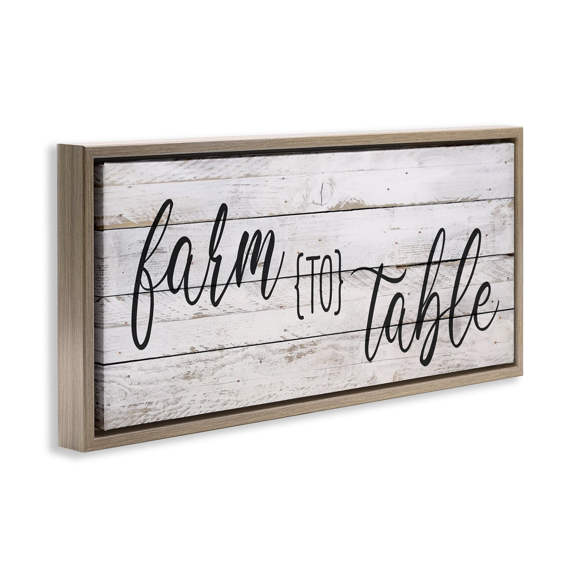 Stupell Industries Planked Style Farm to Table Food & Beverage Painting Brown Floater Framed Canvas Art Print Wall Art, 25 x 11