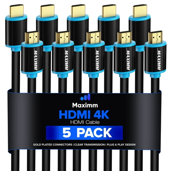 HDMI Cable 4K Ultra HD 50 Foot (5 Pack) HDMI 2.0 Cable, High Speed 18Gbps 4K@60Hz HDR, 3D, 2160p, 1080p, HDCP 2.2, ARC, HDMI Cables for Monitors, HDTV