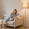 thumbnail image 3 of SIBRILLE Floor Lamp with Linen Shade, Dimmable Tall Standing Lamp with Remote Control & 4 Color Temperatures, Modern Floor Lamps, 3 of 9