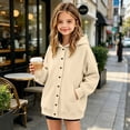thumbnail image 4 of fatyb Hoodies for Boys Girls Long Sleeve Button down Sweatshirt Kids Plain Hooded Jacket with Pockets, 4 of 7