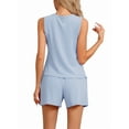 thumbnail image 3 of INSPIRE CHIC Women's Pajama Sets Round Neck Sleeveless Soft Tank Top and Shorts Pajamas Set Lounge Sets with Pockets XS Blue, 3 of 6