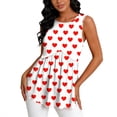thumbnail image 6 of Craaazy Women's Loose Fit Heart Print Sleeveless Round Neck Pleated Blouse Elegant Casual Top, 6 of 6