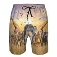 thumbnail image 4 of Wukai Vintage Wildlife Protection Print Beach Trunks with Compression Liner Swimsuit Quick Dry Beach Sports Shorts with Pocket-, 4 of 8