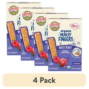 (4 pack) Earth's Best Organic Bite-Size Munchy Fingers Mixed Berry Puffed Baby Snack, 1.05 oz Box