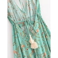 thumbnail image 4 of Vintage Women Floral Print Backless Sexy Beach Bohemian Dress Lady High-Low Tassel Strapless Rayon Summer Holiday Boho Dress, 4 of 8