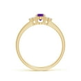 thumbnail image 2 of ANGARA Natural Solitaire Oval Amethyst Ring with Trio Diamond Accents in 14K Yellow Gold for Women (Size-6x4mm) | February Birthstone, Anniversary, Jewelry Gift for Women | Natural Amethyst Ring, 2 of 8