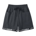 thumbnail image 6 of Pounoo Women's Shorts Elastic Waist Linen Blend Shorts Casual Daily Style Lightweight Breathable Drawstring Waist Floral Embroidered Hem Shorts Gift, 6 of 8