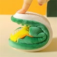 thumbnail image 4 of Generic Children Toddler Boys Girls Dinosaur Slippers Toddler Comfort House Slippers Cute Warm Plush Slip On Boys Girls Indoor Winter Home Cotton Shoes（6-7 Years Green）, 4 of 8