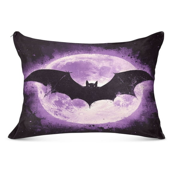 Bat and Moon Plush Pillow Cases Standard Size Ultra Soft Warm Pillowcases with Zipper 20"x26"