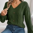thumbnail image 7 of Ashirexll Pullover Sweaters for Women Winter Sweaters Fashion Casual Button Long Sleeve V-Neck Keeping Warm Outing Knit Sweater, 7 of 7