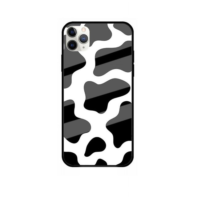 Compatible with iPhone Case for Girls Women, Hard Back Case with Soft TPU Bumper Protective Cute Phone Case Cover with Cow Pattern for iPhone