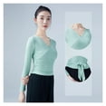 thumbnail image 5 of Woman Ballet Wrap Tops Knitted Long Sleeve Dance Shirts Bandage Tops Adults Dancewear Training Tops, 5 of 7
