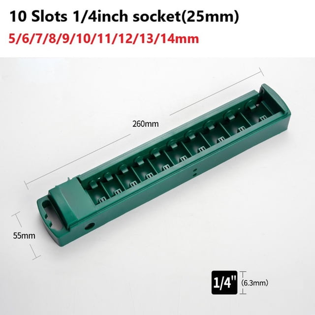 Lefu 1pc Socket Organizer Box 3/8 1/4 1/2inch Drive ABS Plastic Socket Clip Rail Holder Empty Socket Storage Toolbox Socket Storage