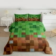 thumbnail image 2 of Homewish Geometric Checkered Full Size Comforter Sets,Pixel Plaid Pattern Bedding Comforter Set,Green Brown Bedding Sets For Boys Kids,Microfiber Bedroom Decor Reversible,3 Pieces, 2 of 8