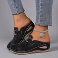 thumbnail image 2 of Rokment Womens Buckles Orthotic Clogs with Arch Support Trendy Casual Suede Closed Toe Platform Wedges Mid Heels Mules Backless Sandals for Ladies Summer Fall Black Size 6, 2 of 9
