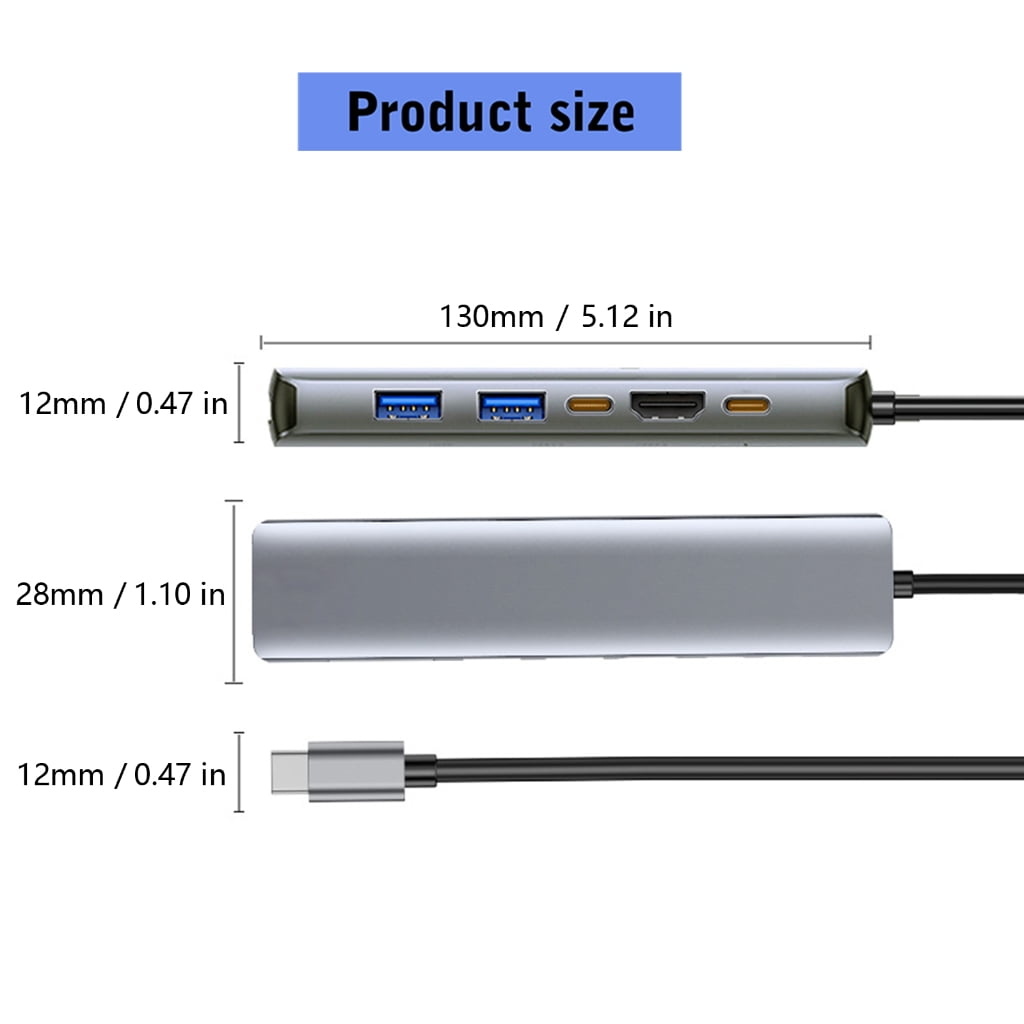 PatungKu 6 in 1 USB C Docking Station Multiport Adapter Gigabit Ethernet 2xUSB3.0 4K HDTV