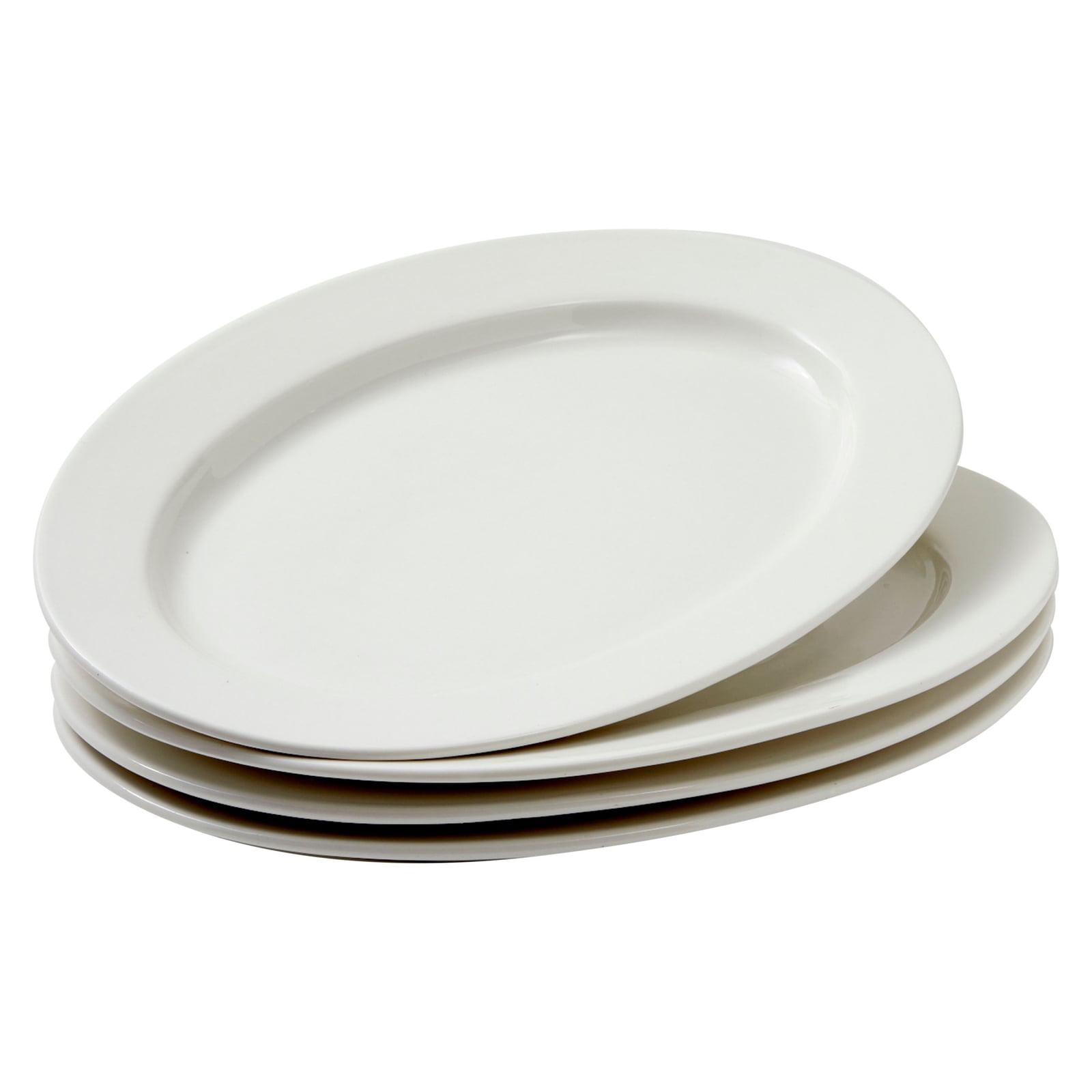 4 Pieces XL Prometeo Serveware Set in Brilliant White with 2x XL Oval Shaped Deep Serve Dishes and 2x Oversized Steak/Serving Platters 