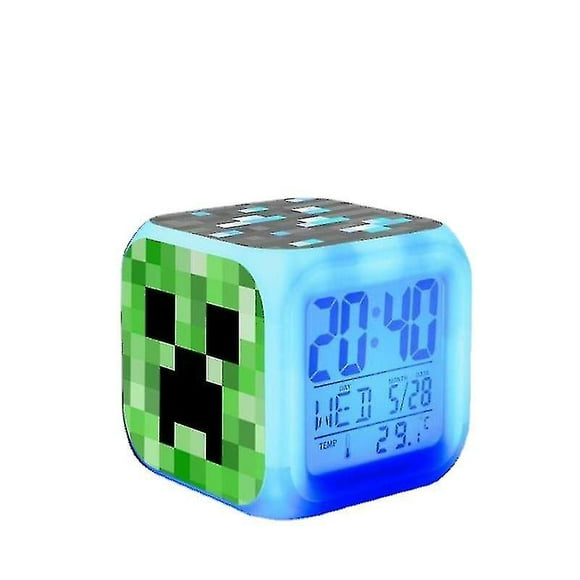 Minecraft Colorful Color Changing Quartet Alarm Clock Led Night Light Birthday Gift Christmas