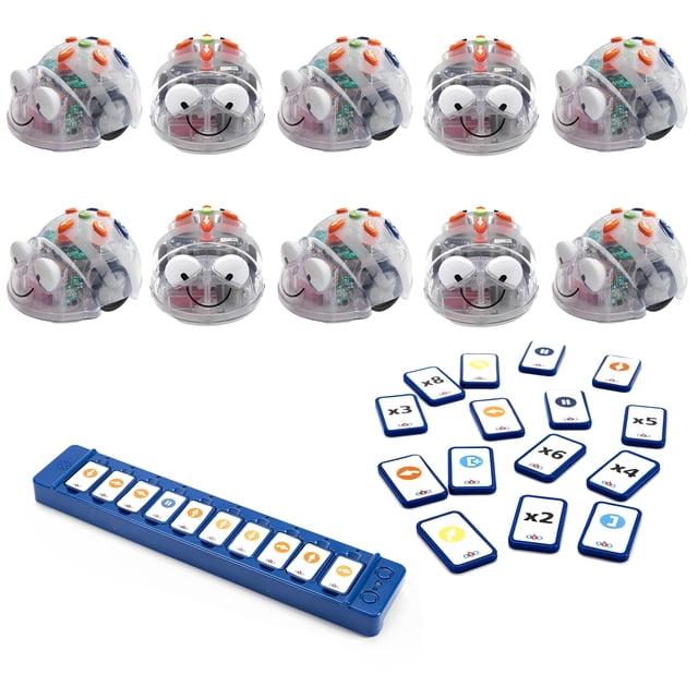10 Pcs Robot de Sol Programmable Bleu Bot Voir & Dire avec Lecteur de Code Tactile Gratuit & Pack d'Extension de Standard Tactile Gratuit, Tige Éducative pour l'Enseignement et l'Apprentissage du Codage Robotique