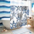 thumbnail image 5 of No Hook Shower Curtain, Coastal Blue Coral Shower Curtains for Bathroom with See Through Top Window, Summer Ocean Starfish Nautical Vintage Waterproof & Washable Bath Curtain 60"x72", 5 of 9