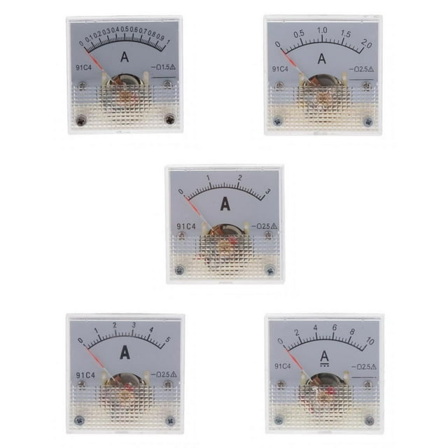 Conjunto De 5 Paneles Eléctricos CC Analógicos AMP Medidor Medidor Amperímetro 91C4 0-1A / 10A
