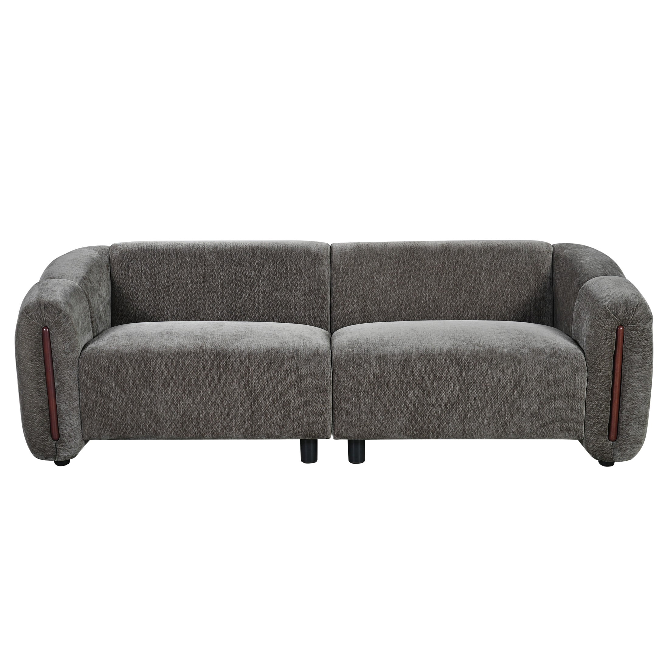 Christopher Knight Home 87.4" Modern Curved Upholstered 3-Seater Sofa with Wide Armrest, Espresso