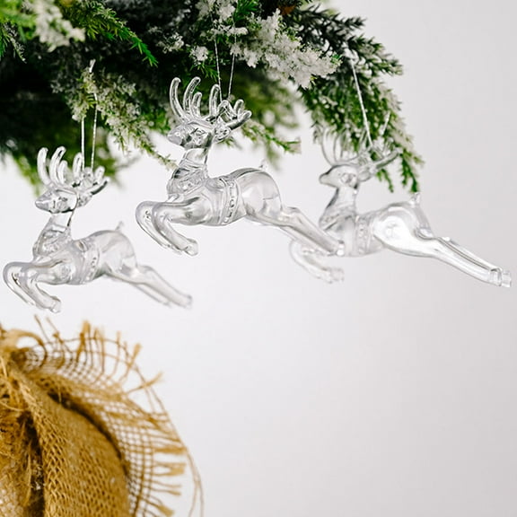 MERRYHAPY 8pcs Handcrafted Acrylic Animal Ornaments Reindeer Charms Holiday Decorations