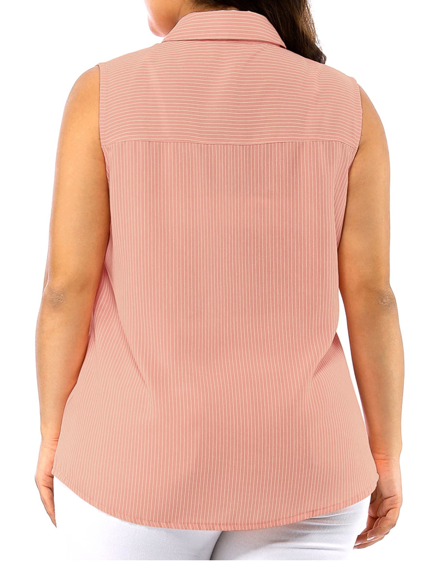 Unique Bargains Women's Plus Size Sleeveless Button Down Work Fashion Tank Top 2X Dusty Rose