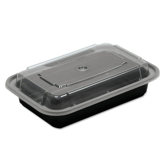 Pactiv Corp. NC8168B Newspring VERSAtainer 5 x 7.25 x 1.5 16 oz Plastic Microwavable Containers - Black/Clear (150/Carton)