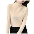 thumbnail image 2 of Womens Blouses Women Slim Casual Solid Long Sleeve Mock Turtleneck Blouse Tops Slim Fit Stretchy Layer Tee Shirts Fashion Clothing, 2 of 6