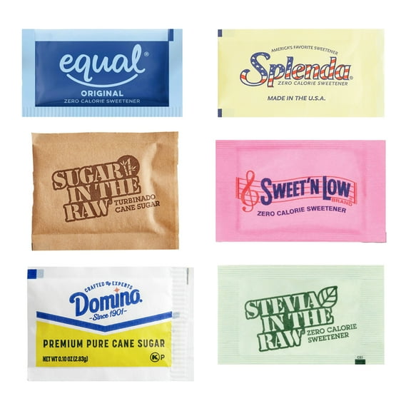Sugar & Sweetener Packets, Sugar Substitute, Splenda, Domino; Assortment - Packaged by AbsolMarketPlace l Pack of 150