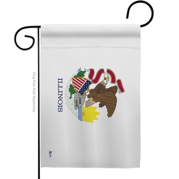 G142514-BO 13 x 18.5 in. Illinois American State Garden Flag with Double-Sided Horizontal House Decoration Banner Yard Gift