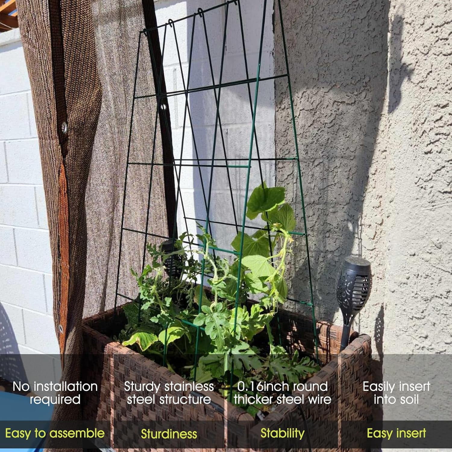 Cucumber Trellis for Raised Bed,  16.5 x 40 Inch Metal Trellis for Climbing Plants Outdoor with Plant Clips Twist Ties, Garden Plant A-Frame Trellis for Vegetable Pea Tomato (Black, 2 PCS)