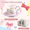 thumbnail image 3 of Ceramic Coffee Mug and Saucer Set with Bow - 260ml Floral Porcelain Tea Cup with Butterfly Design for Women, Ideal for Latte, Cappuccino - Home, Office, Gift (Purple), 3 of 8