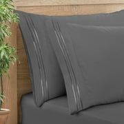 Nestl Pillow Cases, 1800 Series Luxury Soft Microfiber Queen/Standard Pillow Cases Set of 2 (20x30), Breathable & Easy Care Pillow Covers, Charcoal Grey