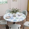 thumbnail image 5 of Teal Blue Snowflakes Round Tablecloth for 45-54 Inch Tables,Fitted Table Cover with Elastic Edge,Christmas Snowflake Winter Holiday Waterproof Outdoor Table Cloth Protector for Patio Garden Dinner, 5 of 9