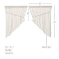 thumbnail image 2 of VHC Brands Tobacco Cloth Collection Farmhouse Kitchen100% Cotton Country Window Curtains-Fringed Prairie Swag Pair, 2 pc Set, Antique Off-White, 2 of 7