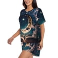 thumbnail image 2 of Fotbe Artistic Starry Sky Moon Book Print Pajama Set for Women 2 Piece Loungewear Short Sleeve Tops and Shorts Set Soft Sleepwear-XX-Large, 2 of 7